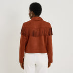 Veste courte en suédine à franges femme - 2