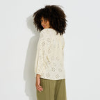 Blouse bohème ajourée à col V femme - 2