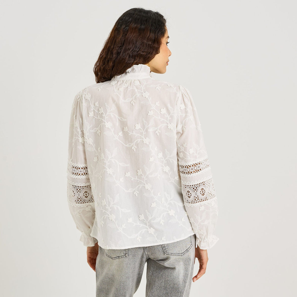 Chemise brodée détails ajourés femme - 2