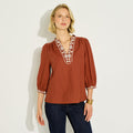 Blouse à broderies florales femme - 1