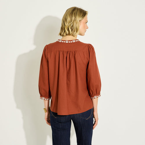 Blouse à broderies florales femme - 2