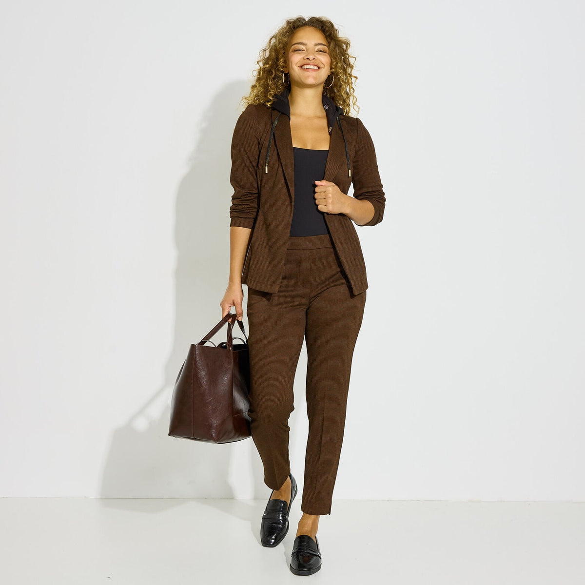 Veste Blazer maille à capuche femme - 1