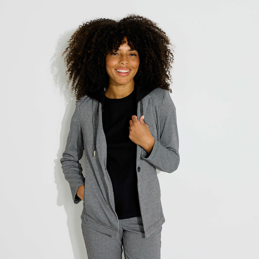 Veste Blazer maille à capuche femme - 1