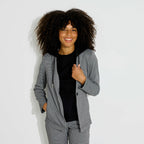 Veste Blazer maille à capuche femme - 1
