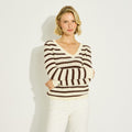 Pull rayé en maille ajourée femme - 1