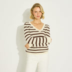 Pull rayé en maille ajourée femme - 1