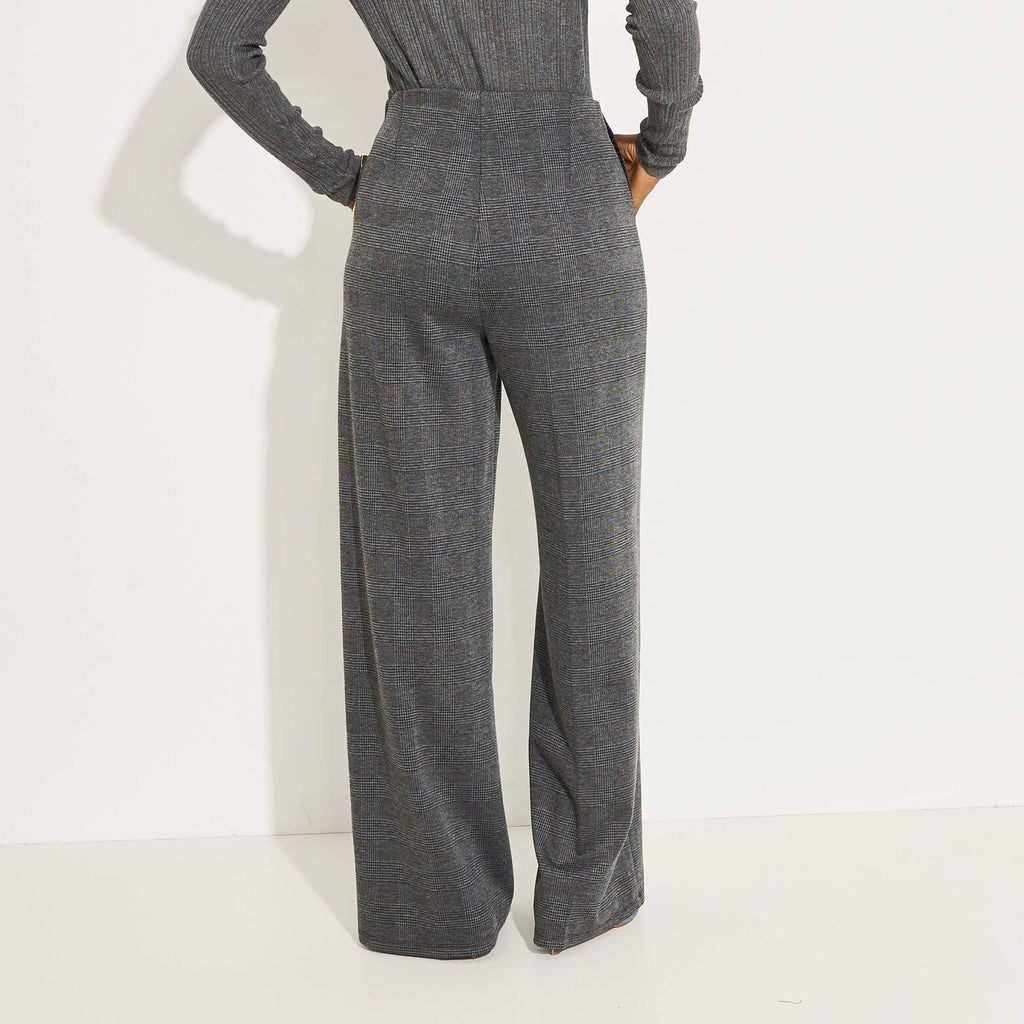 Pantalon large à carreaux femme - 2
