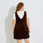 Robe chasuble velours côtelé col V  - 2