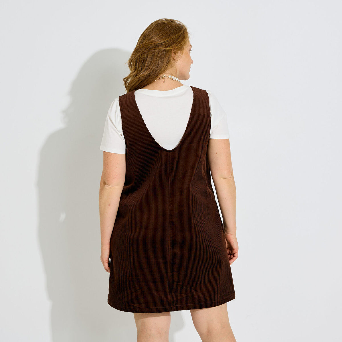 Robe chasuble velours côtelé col V  - 2