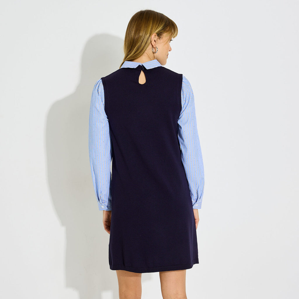 Robe courte 2-en-1 pull et chemise  - 2