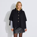 Poncho à capuche boutonné femme - 1