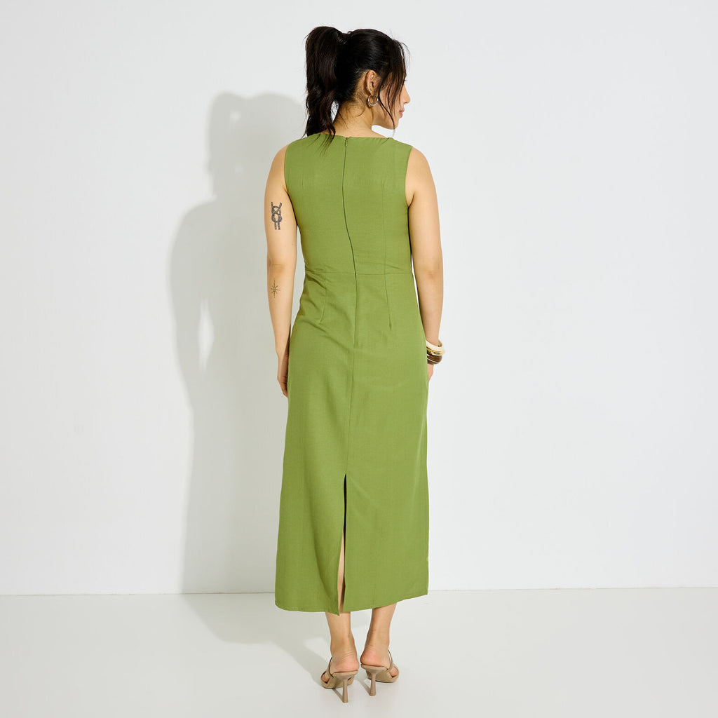 Robe longue sans manches avec fente - 2