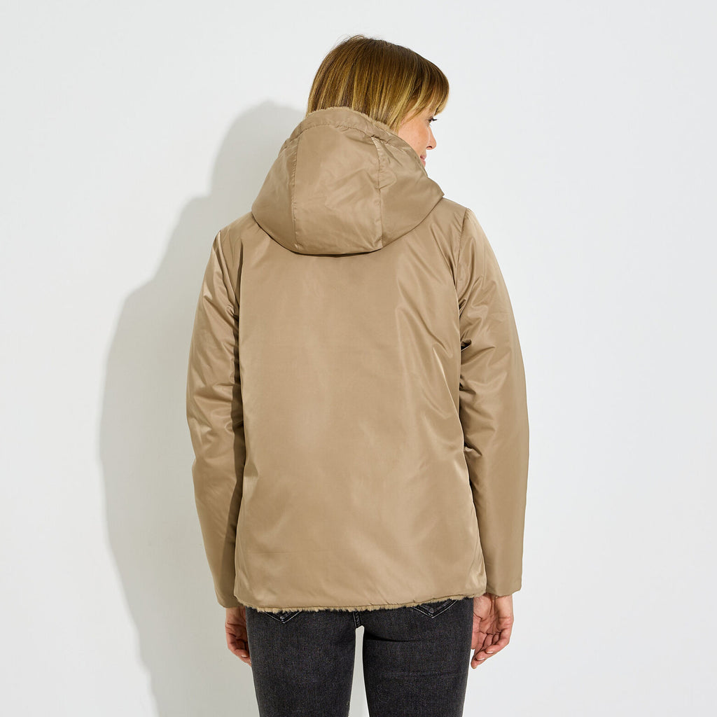 Manteau chaud réversible à capuche femme - 2