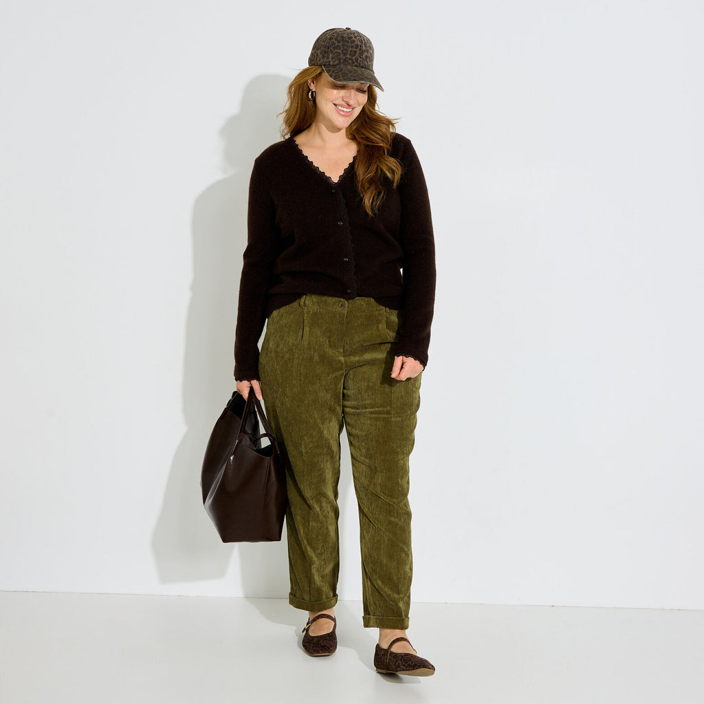 Pantalon chino velours à revers femme - 1
