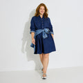 Robe courte fluide évasée en jean - 1