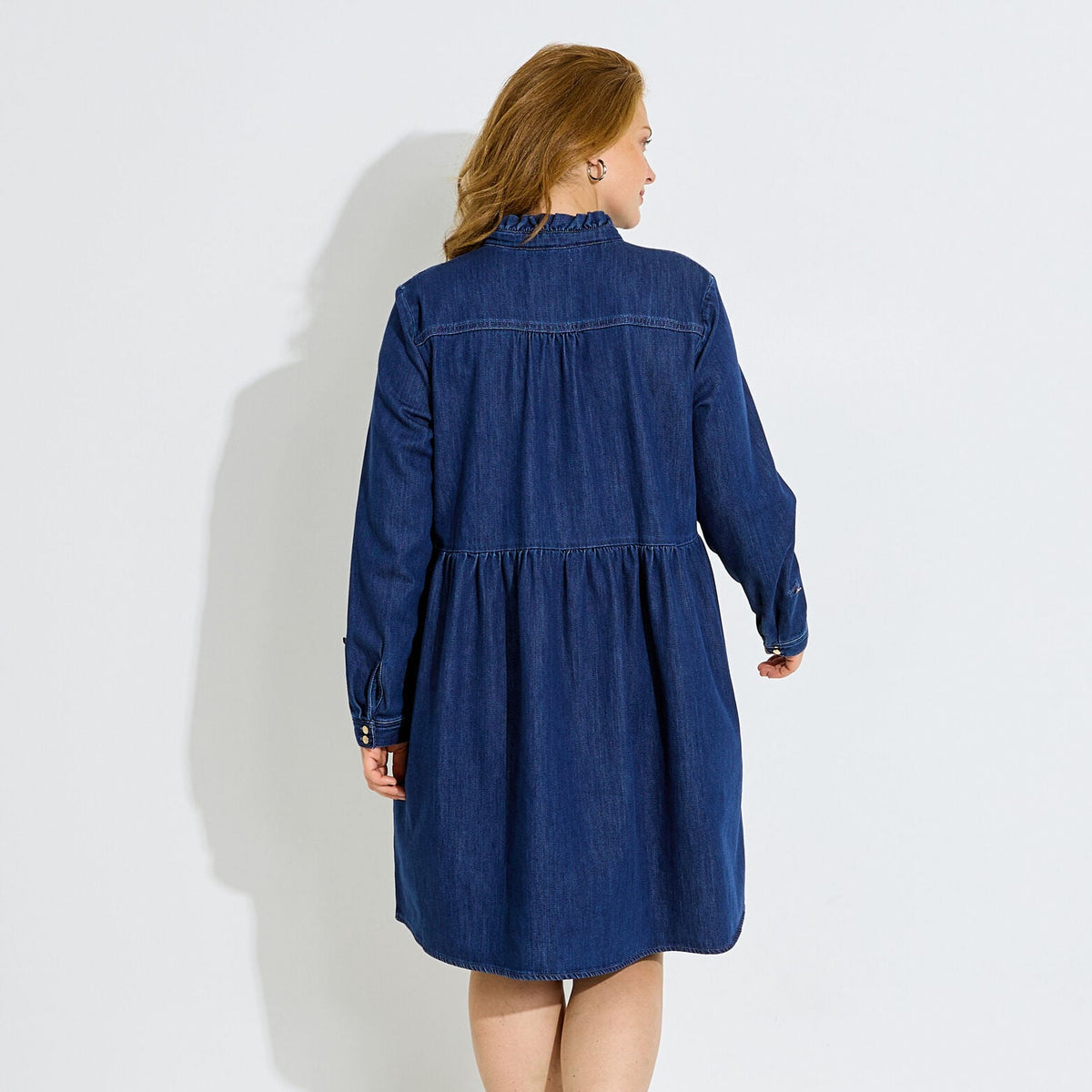 Robe courte fluide évasée en jean - 2