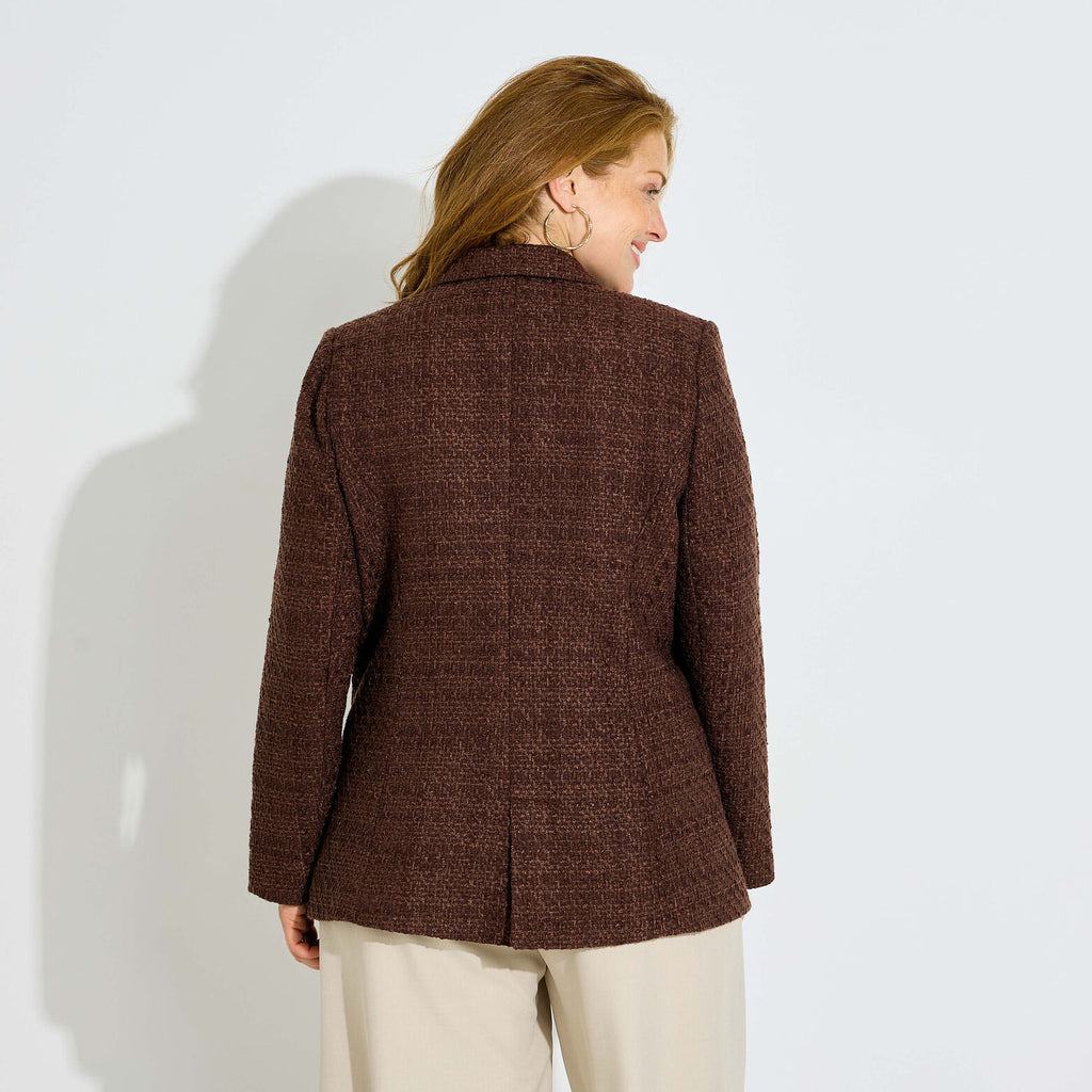 Veste blazer en tweed col tailleur femme - 2