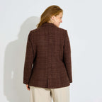 Veste blazer en tweed col tailleur femme - 2