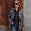 Veste blazer en tweed col tailleur femme - 1