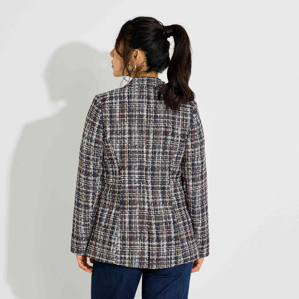 Veste blazer en tweed col tailleur femme - 2