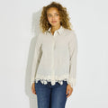 Chemise rayée avec dentelle femme - 1