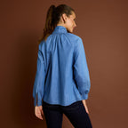 Chemisier denim col lavallière femme - 2