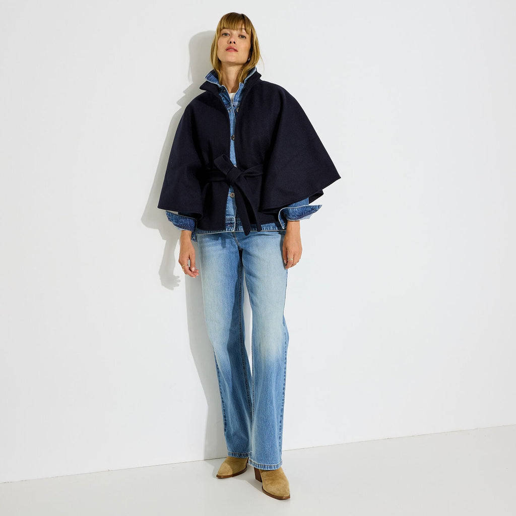 Poncho court ceinturé femme - 1