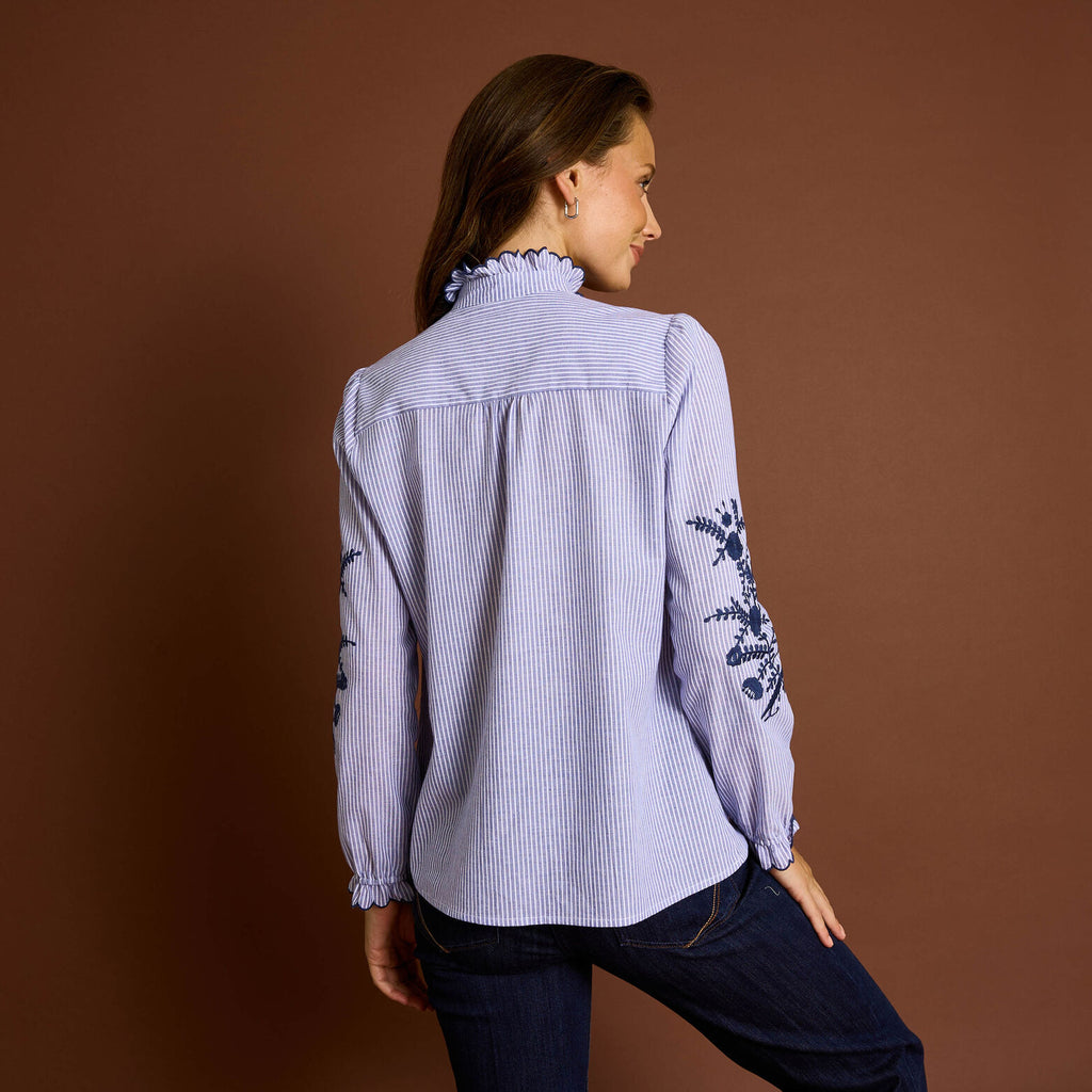 Blouse rayée brodée femme - 2