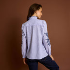 Blouse rayée brodée femme - 2