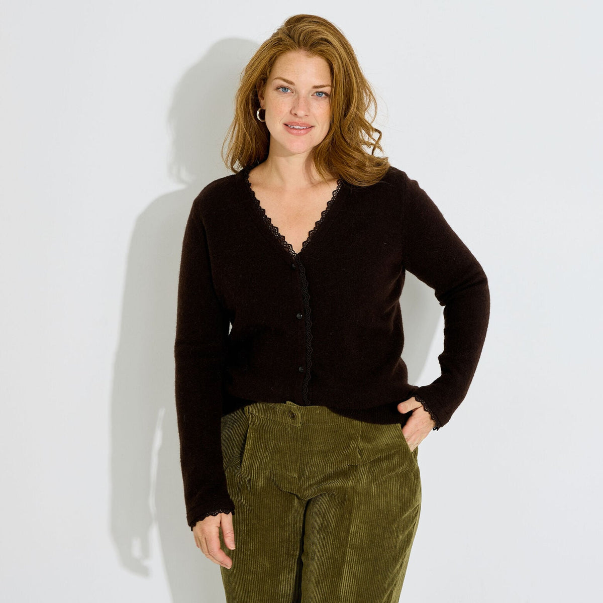 Gilet dentelle col V femme - 1