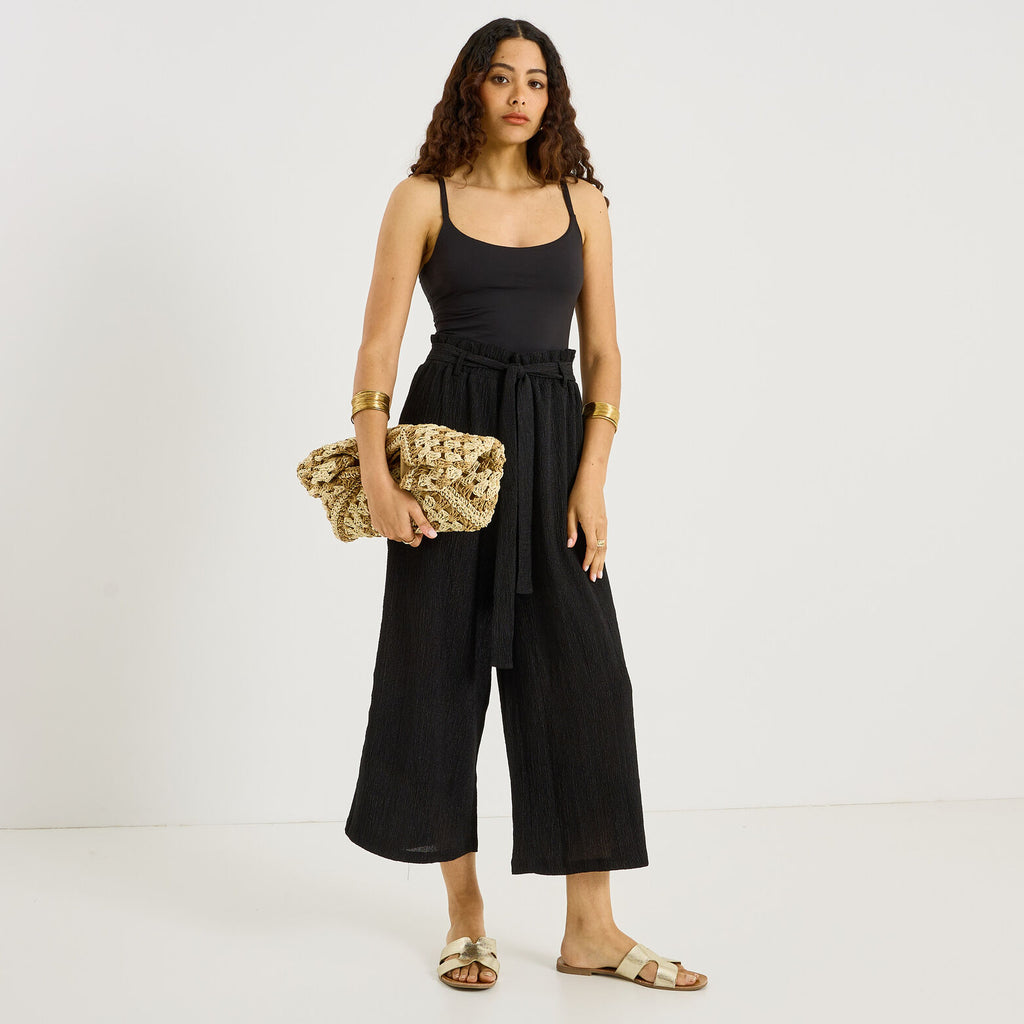 Pantalon large raccourci femme - 1