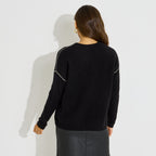 Pull ample col rond strass femme - 2