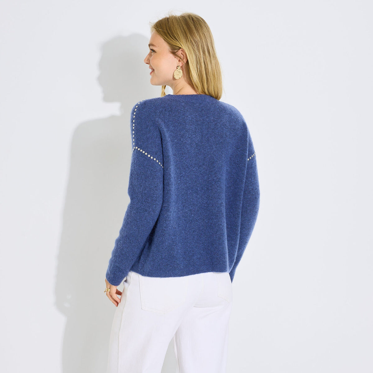 Pull ample col rond strass femme - 2