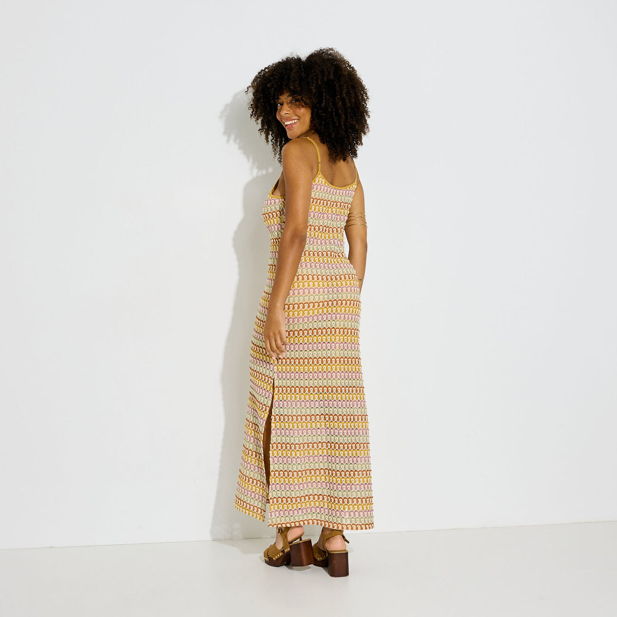 Robe longue en maille fentes latérales - 2