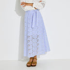 Jupe longue broderie anglaise à poches - 1