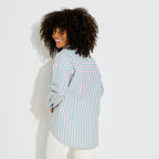 Chemise rayée broderie papaye femme - 2