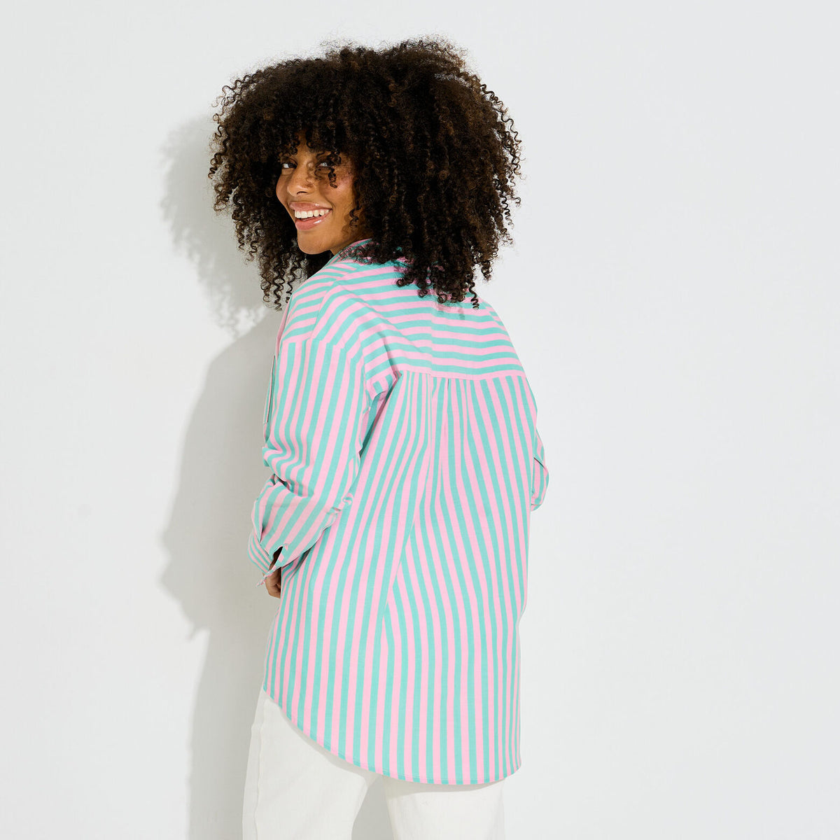 Chemise rayée broderie papaye femme - 2