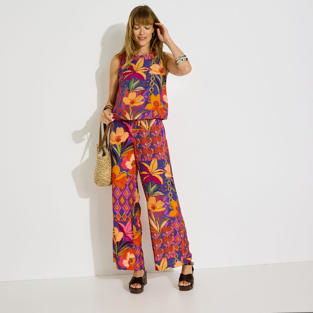 Pantalon fluide imprimé femme - 1