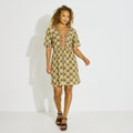 Robe courte col V imprimé palmiers - 1