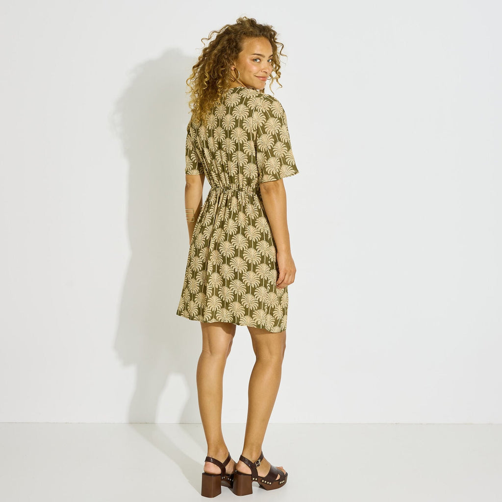 Robe courte col V imprimé palmiers - 2