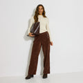 Pantalon droit à pont en velours femme - 1