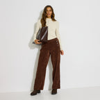 Pantalon droit à pont en velours femme - 1