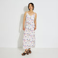 Robe longue fluide imprimée à bretelles - 1