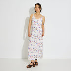 Robe longue fluide imprimée à bretelles - 1