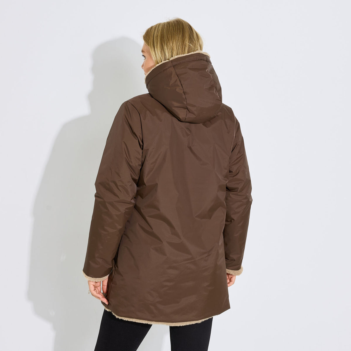 Manteau d'hiver mi-long à capuche femme - 2