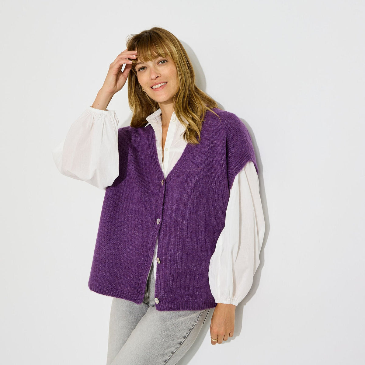 Gilet loose manches courtes femme - 1