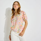 Blouse manches courtes imprimée femme  - 1