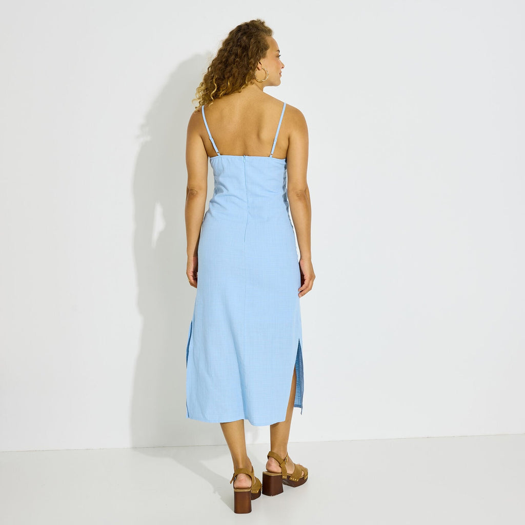 Robe longue unie à fines bretelles - 2
