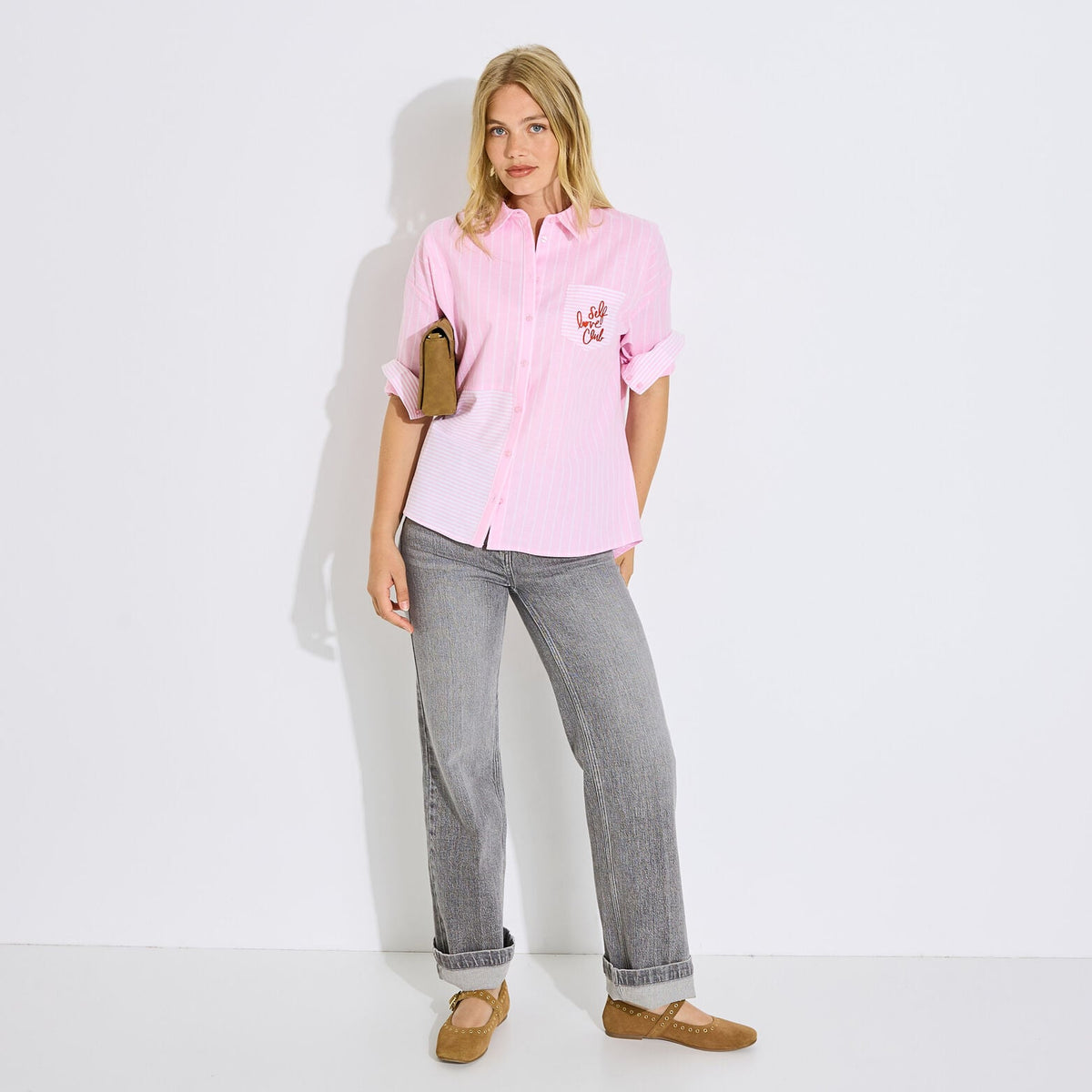 Chemise rayée broderie femme - 1