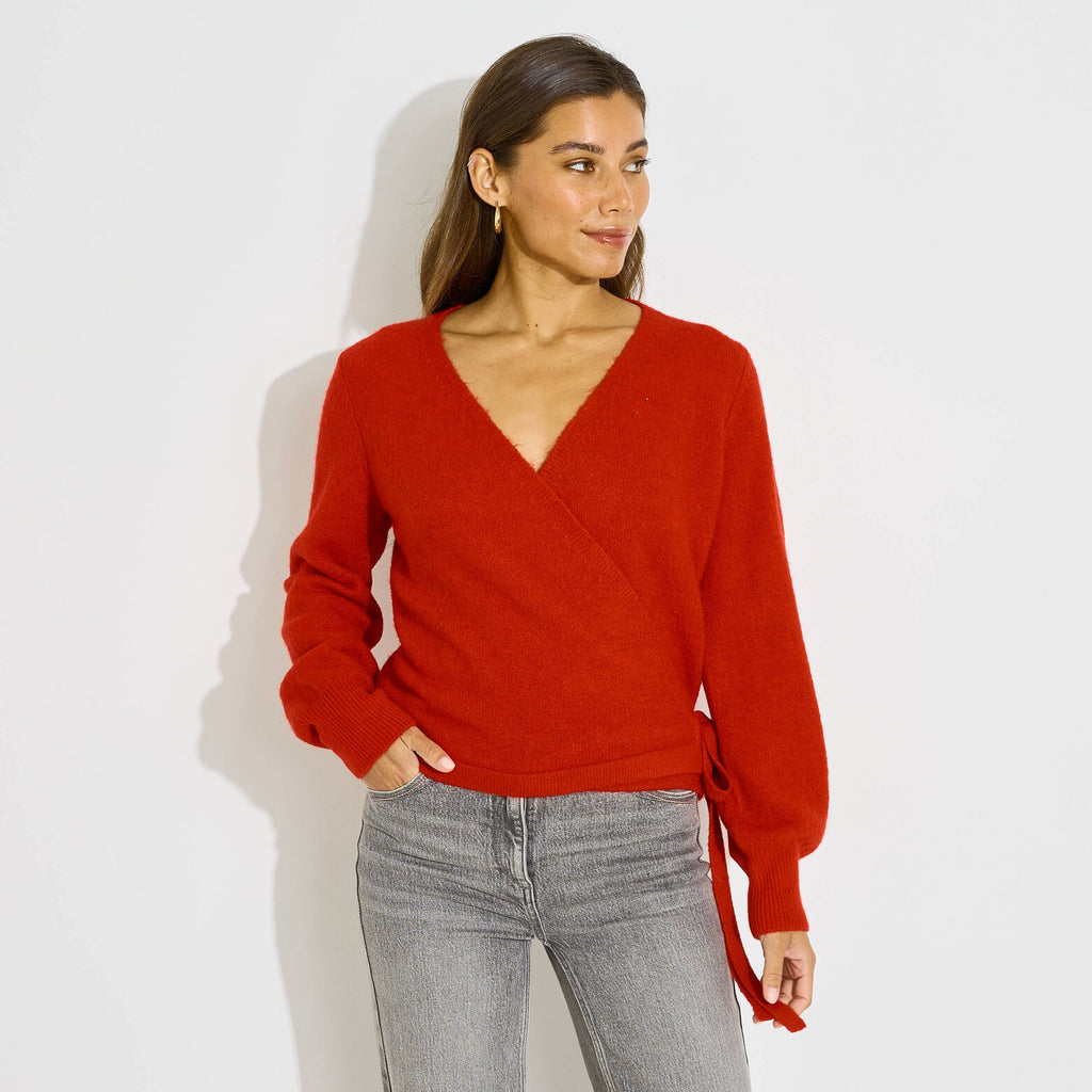 Gilet cache-cœur en maille femme - 1